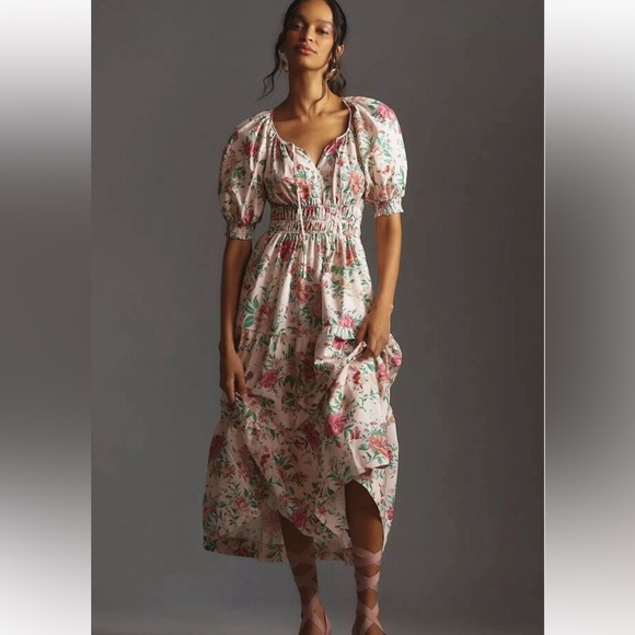 💕Anthropologie The Somerset Maxi Dress Puff Sleeve Edition size medium Brand New - Picture 2 of 12